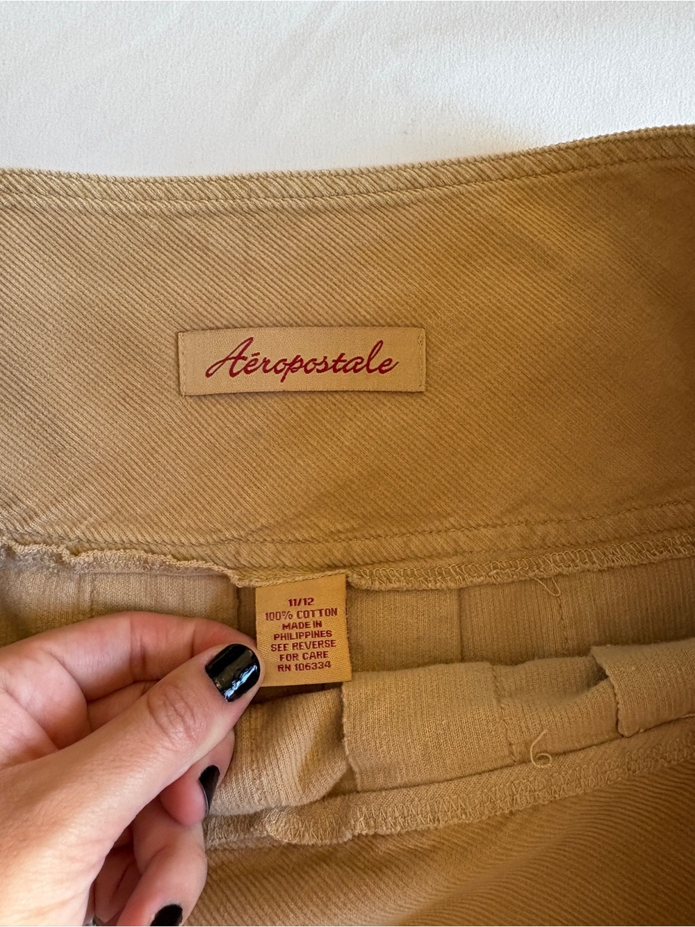 Aeropostale Khaki Corduroy Pleated Mini Skirt Y2K Preppy Dark Academia Coquette - Picture 2 of 4